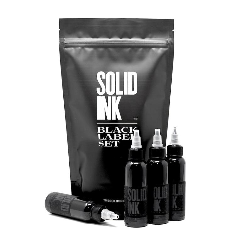 SET TINTAS SOLID INK BLACK LABEL SET 4oz