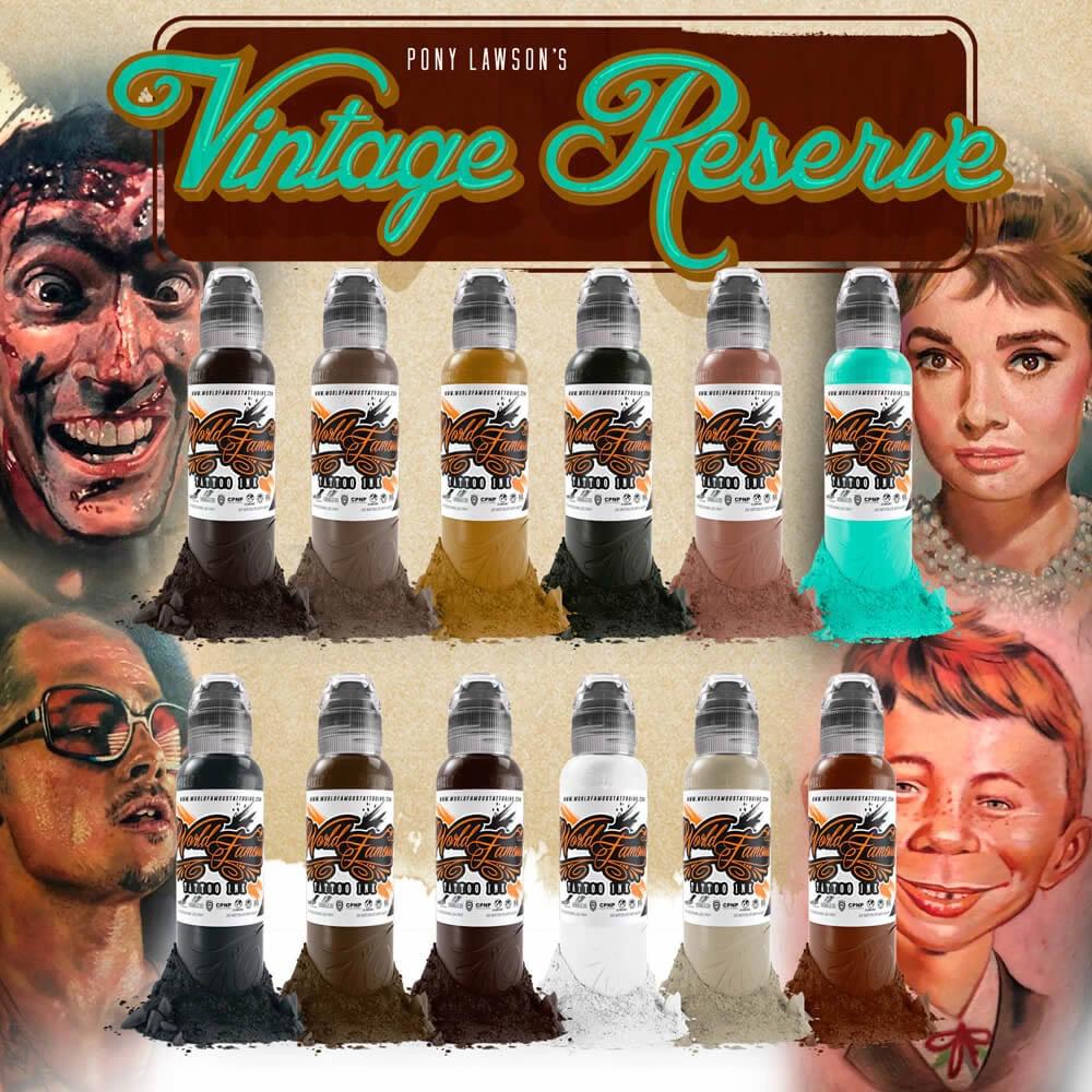 SET 12 TINTAS VINTAGE RESERVE WORLD FAMOUS PONY LAWSON 1oz